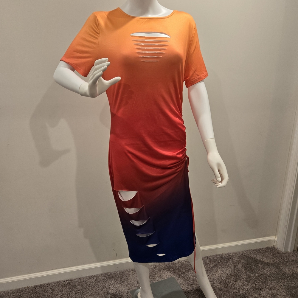 Gradient Orange and Blue Women's Dress